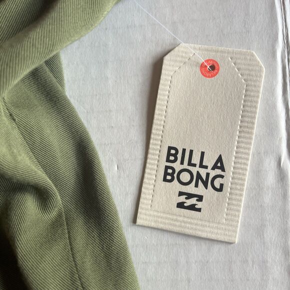 Billabong Jacket Women's Size Large Military Olive Green Hooded Pockets Open - Picture 4 of 12